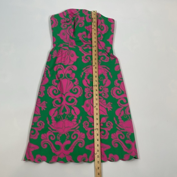 Lilly Pulitzer Strapless Sienna Dress Size 2 Vintage Pink Green Sea Life EUC - Picture 12 of 16